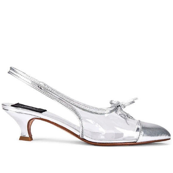 MARC JACOBS Women's Slingback Kitten-Heel Pumps Silver Clear Pointed Toe Shoes - Picture 10 of 16